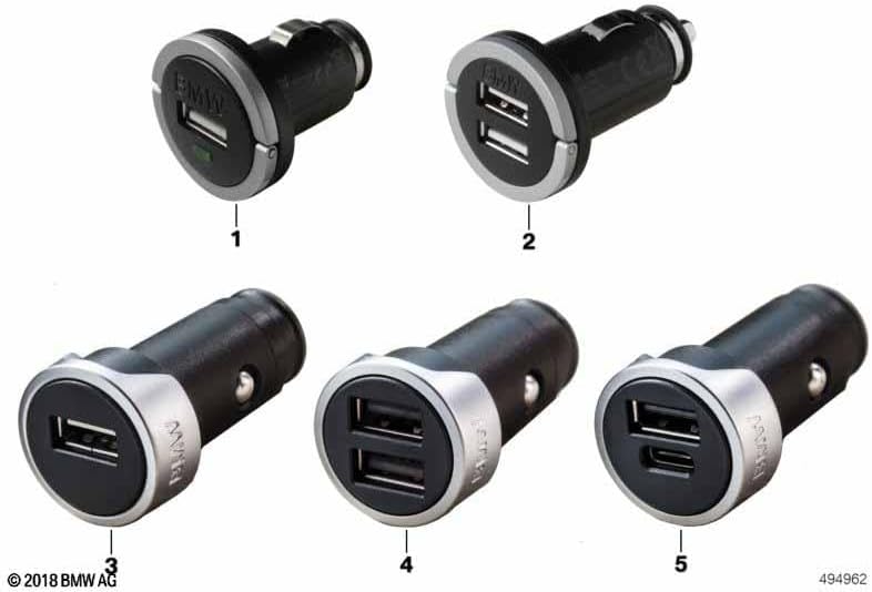 BMW Original Adapterbuchse Dual USB Ladegerät für Typen A und C 65412458286