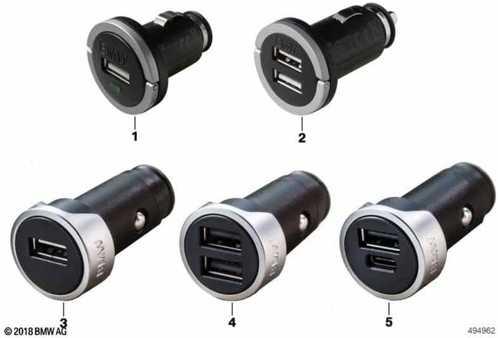 BMW Original Adapterbuchse Dual USB Ladegerät für Typen A und C 65412458286