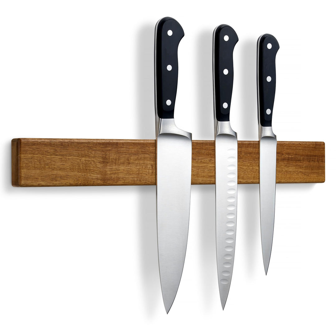LARHN Magnetleiste für Messer, Magnetischer Messerhalter Wand, Selbstklebend aus Akazienholz, 40 cm