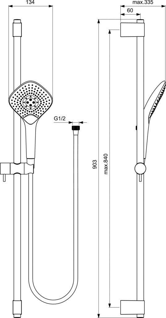 Ideal Standard B1764AA Idealrain Evo Jet Brausekombination Aufputz Diamond M3 / Navigo-Umschaltung 9