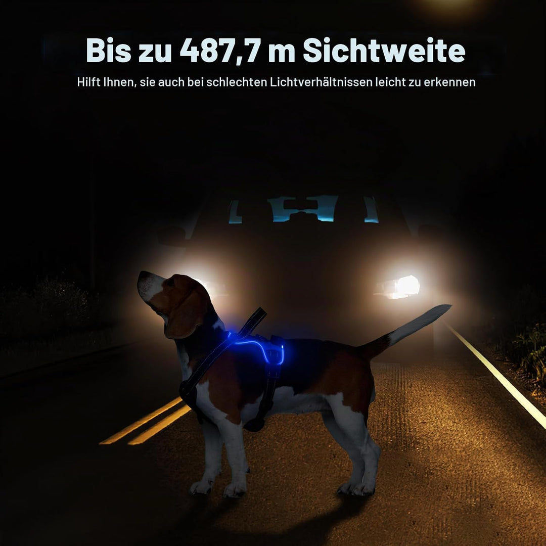 MASBRILL Leuchtgeschirr für Hunde Aufladbar, Hundegeschirr Leuchtend ür Klein Mittelgrosse Grosse Hu