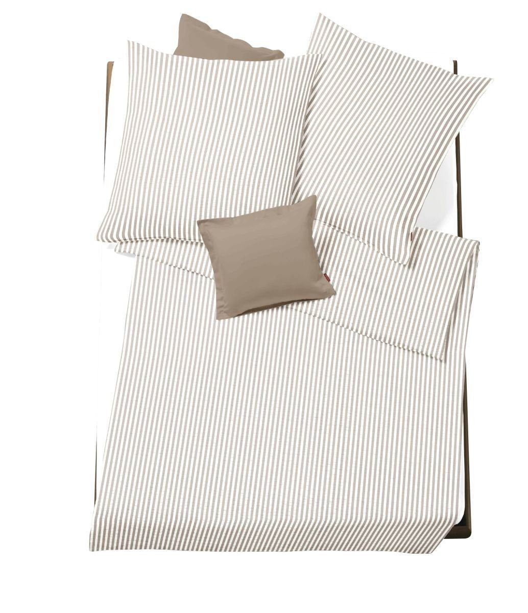 fleuresse Seersucker Bettwäsche Rio 443342-01 Creme, 1 Bettbezug 135 x 200 cm + 1 Kissenbezug 80 x 8