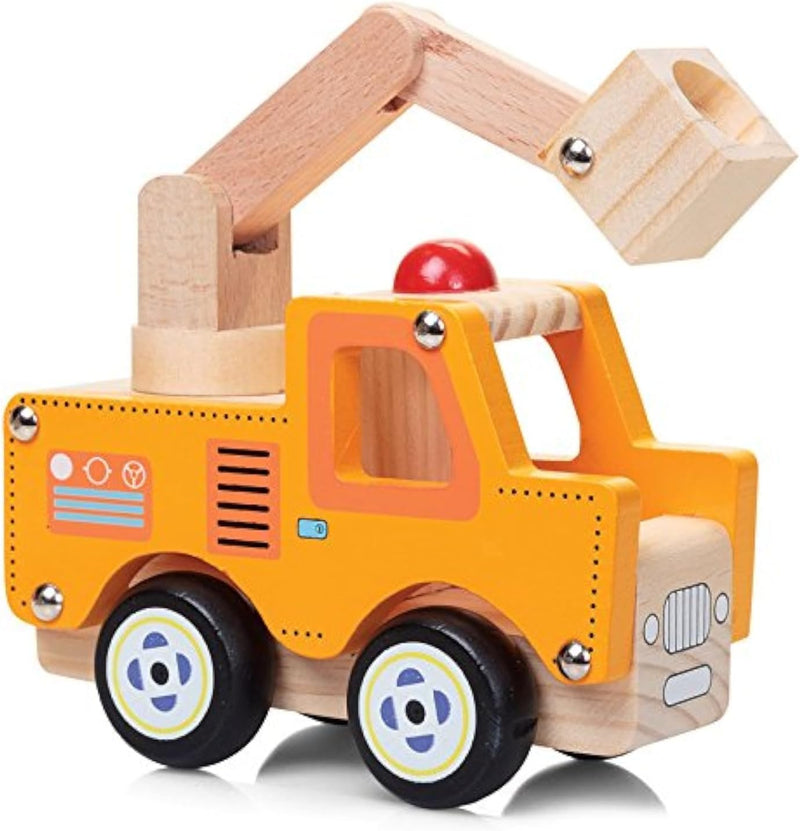 Tobar Kran-Wagen/Werkstatt-Wagen/Baustelle Holz-Spielzeug-Auto 13 cm lang