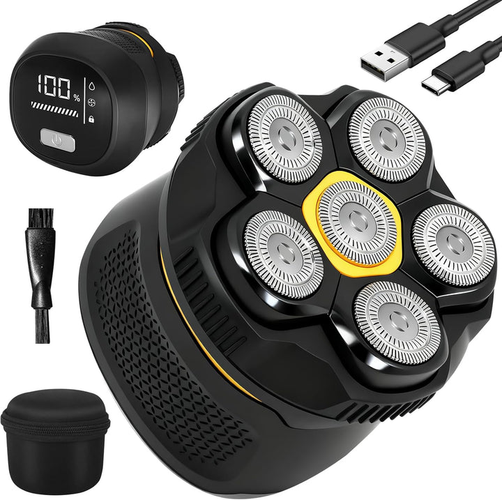 Glatzen Rasierer Herren, Wasserdichter Kopfrasierer mit Typ-C-Schnellladung, Magnetischem Reinigungs