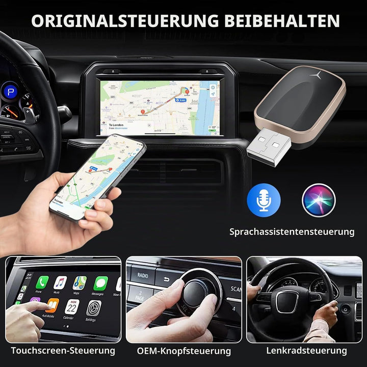 Kabelloser CarPlay und Android Auto Adapter für Autos mit Wired CarPlay, USB C/A Plug and Play CarPl