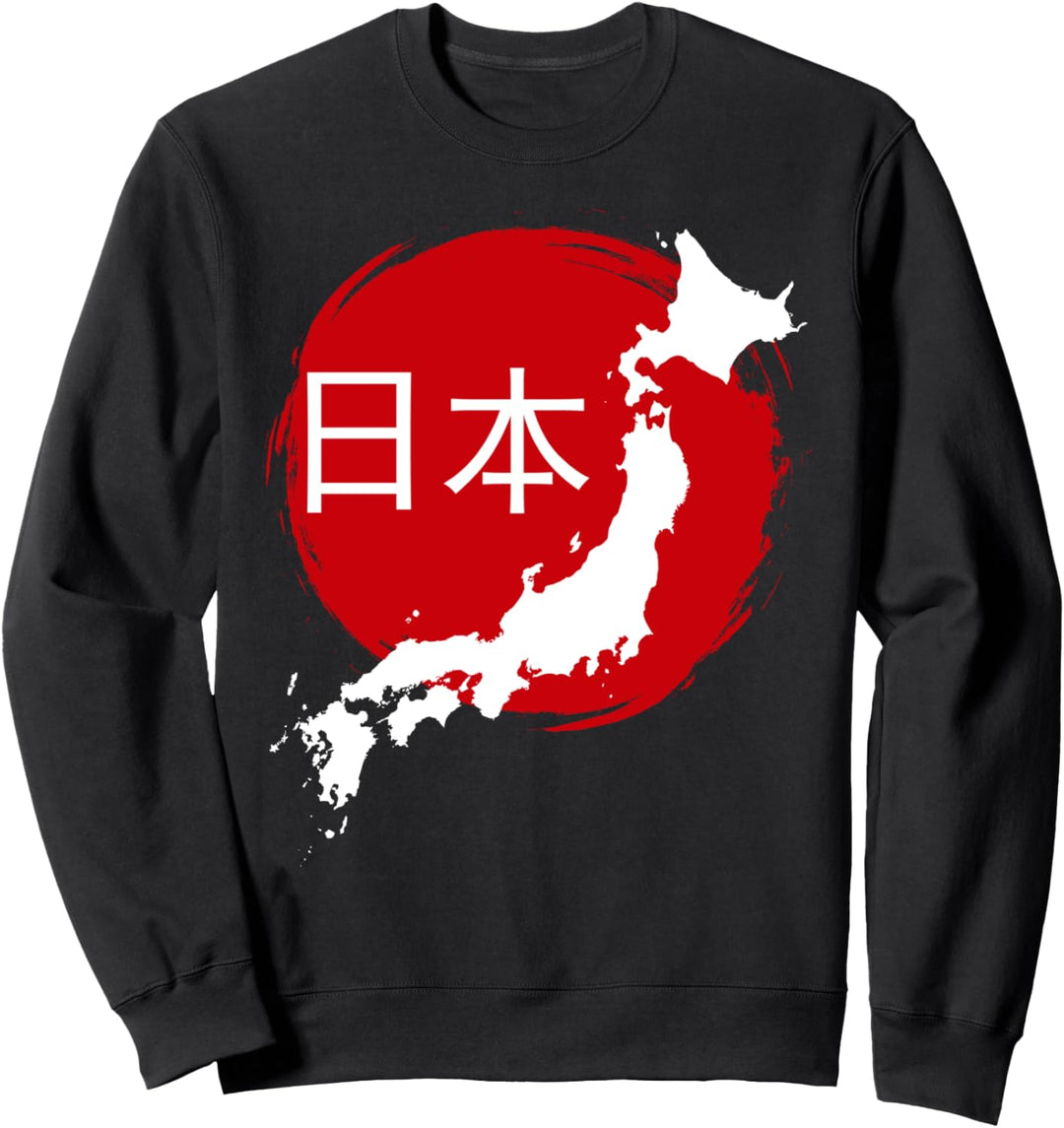 Japan Karte Flagge Nihon Nippon Kanji Asien Reise Urlaub Sweatshirt