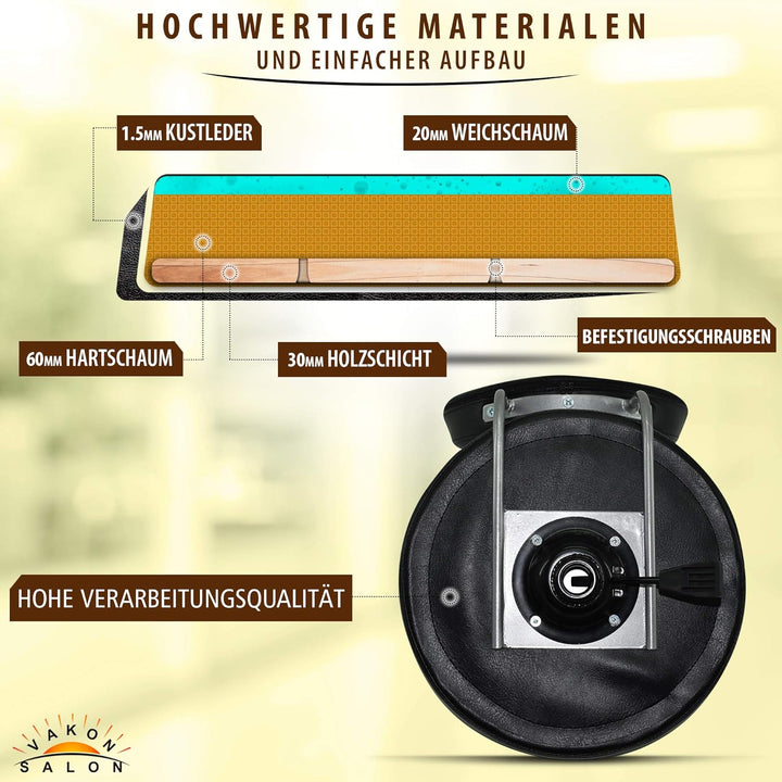 VAKON SALON - Rollhocker mit Lehne hochwertigen Rollen mit Bremse - Höhenverstellbarer erstellbar vo
