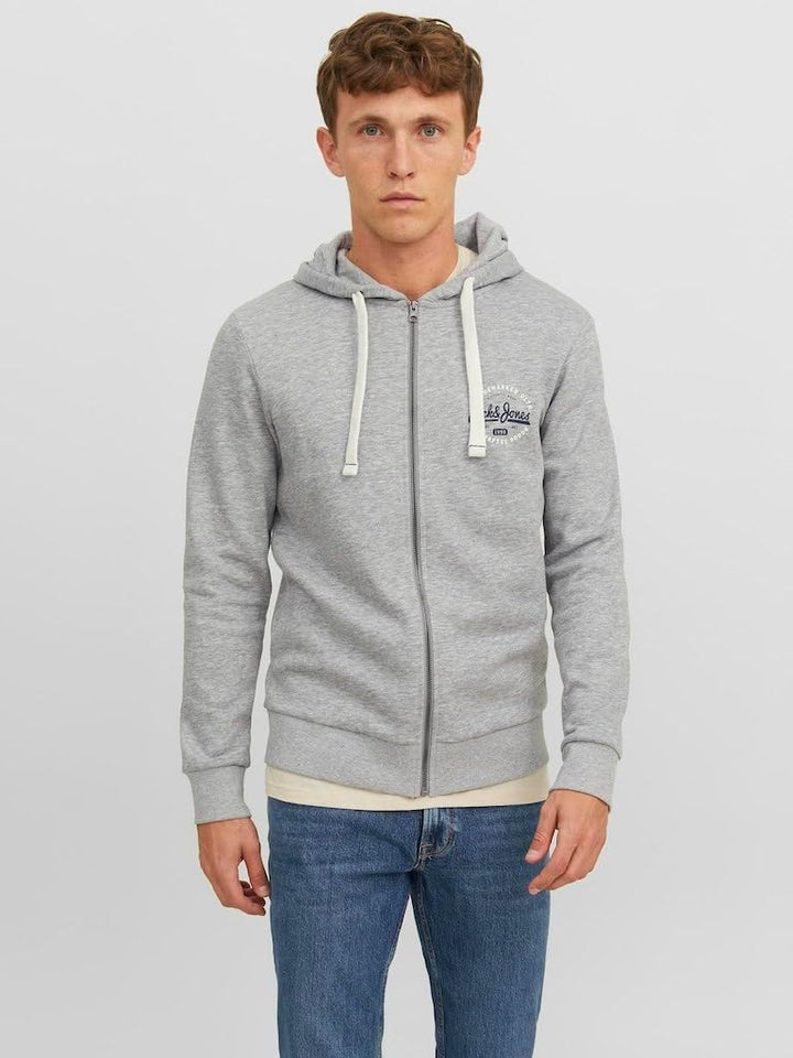 JACK & JONES Herren Jjmikk Sweat Zip Hood Pls Kapuzenjacke 3XL Grosse Grössen Light Grey Melange, 3X