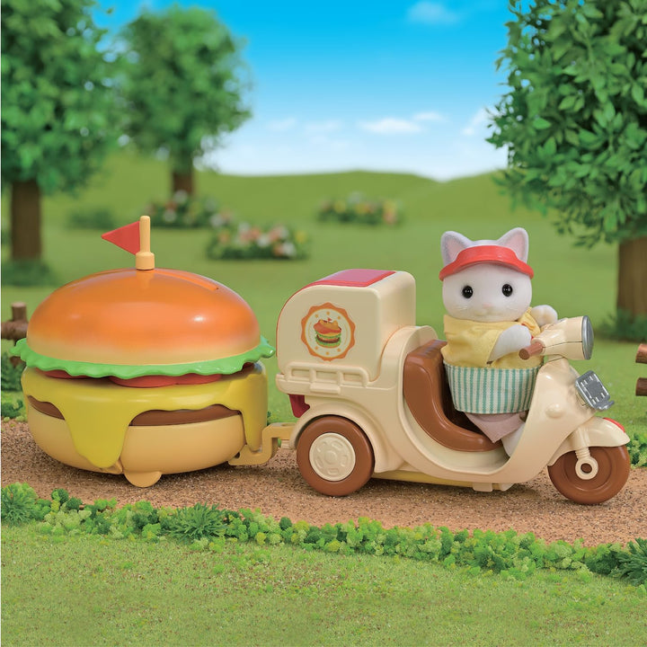 Sylvanian Families - 5757 Mobiler Hamburger Imbiss mit Figur, detailreiches Spielset mit Tierfigur M