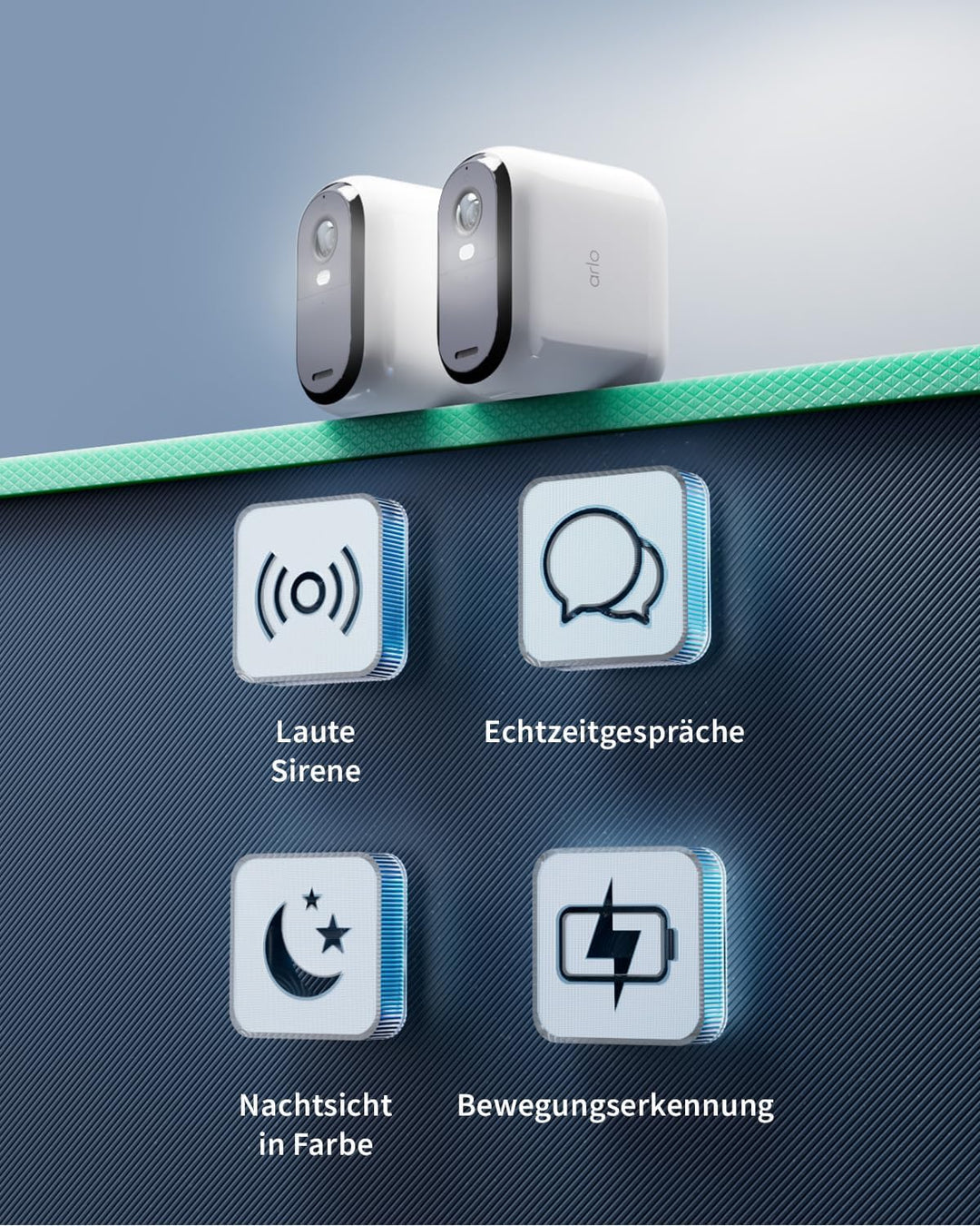 Arlo Essential 2 HD XL Batterie Überwachungskamera Aussen WLAN, Kabellos, 1080p Video, Farbnachtsich