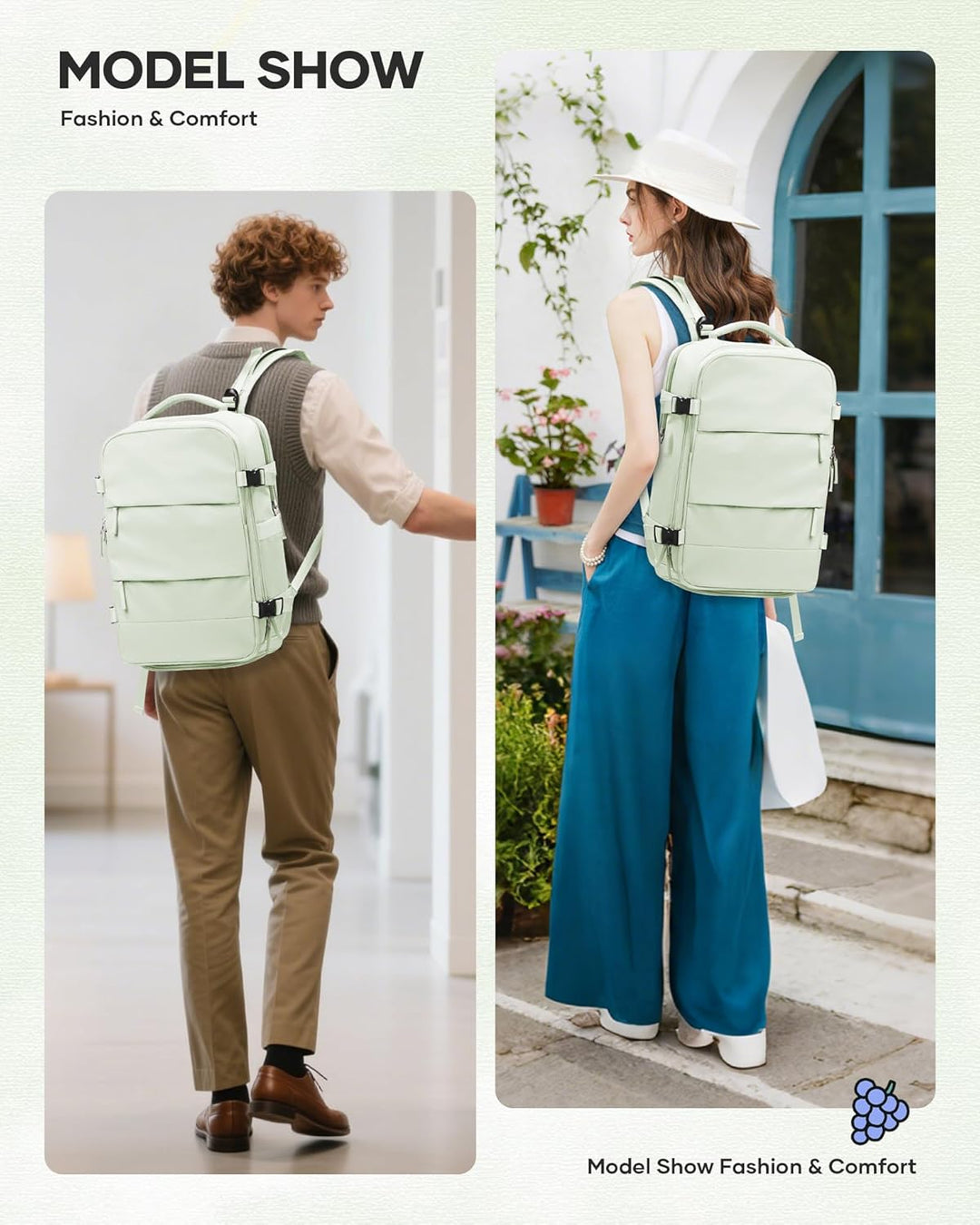 SZLX Grosser Reiserucksack Damen,Vakuum Rucksack mit Pumpe Ryanair Handgepäck 40x30x20 Herren, Wizza