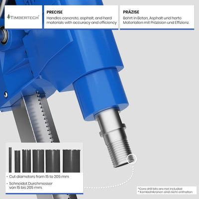 TIMBERTECH® Kernbohrgerät - mit Ständer, Ø Bohrung: ca. 15-205 mm, 3900 W, 580 U/min geeignet für Di