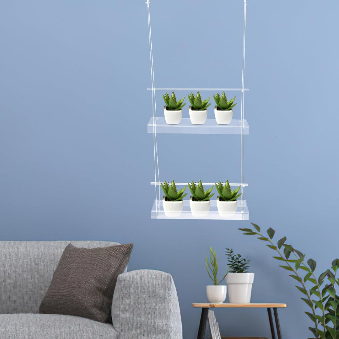 Toddmomy Blumentopf Hoch 1 Stück 2-stufige Durchsichtige Pflanzenregale Hängende Acryl-pflanzenregal