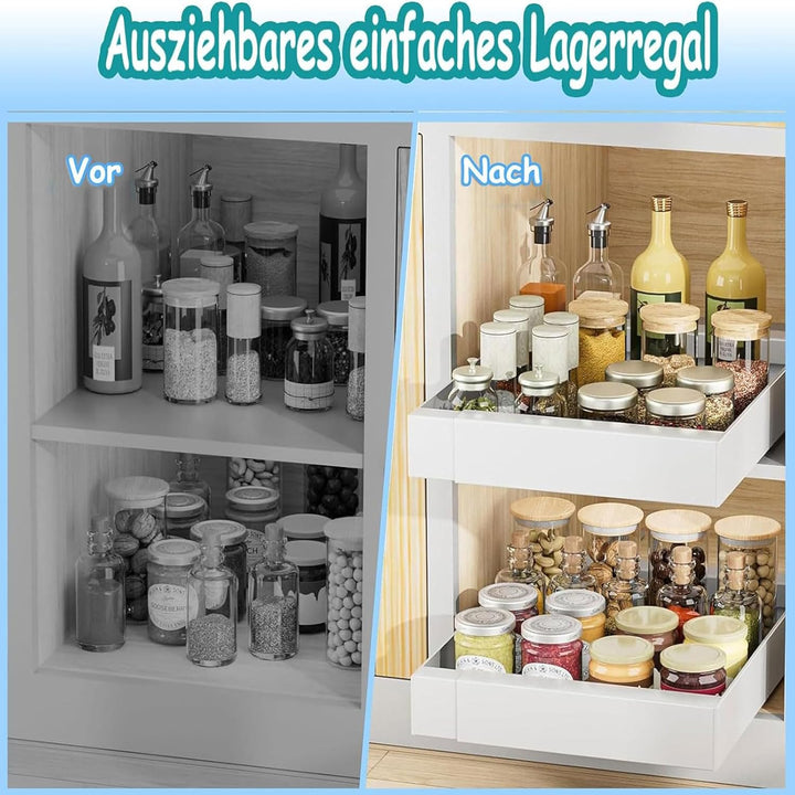2-Stück Teleskopschublade Ausziehbar Schublade: 42cm Küchenschrank Schubladenauszug Slide Out Schran