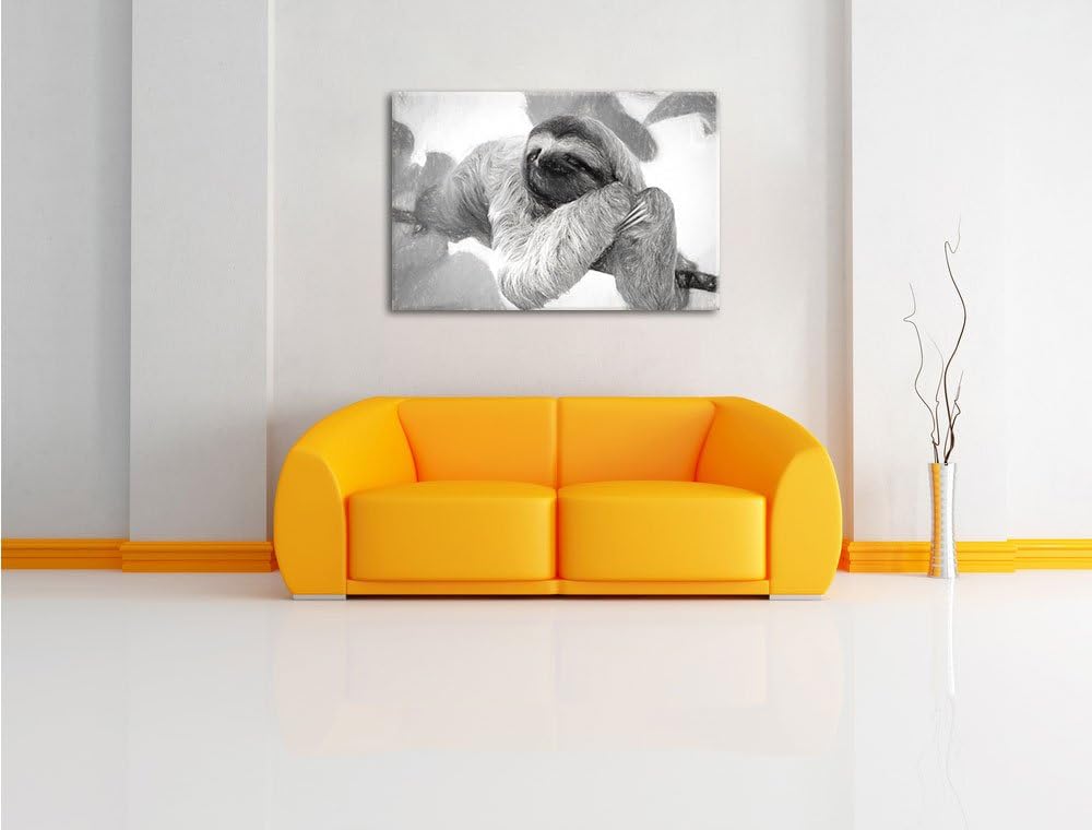 Pixxprint Faultier hängt von AST als Leinwandbild/Grösse: 100x70 cm/Wandbild/Kunstdruck/fertig bespa