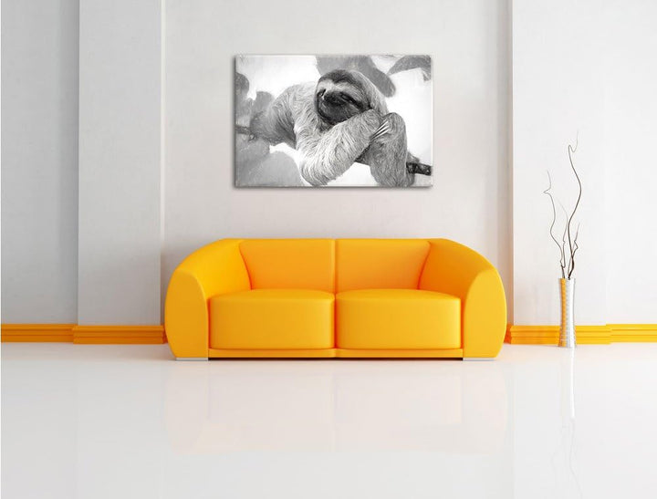 Pixxprint Faultier hängt von AST als Leinwandbild/Grösse: 100x70 cm/Wandbild/Kunstdruck/fertig bespa