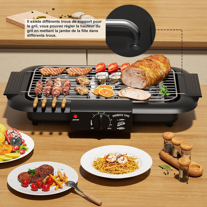Elektrogrill, Grill für den Innen- und Aussenbereich, antihaftbeschichtet, rauchfrei, Doppelrohr, 20