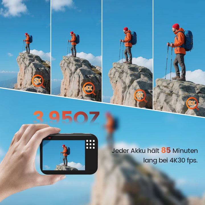 4K 60FPS 48MP Action Cam, 50FT Unterwasserkamera mit Touchscreen, wasserdichte Kamera, EIS Stabilisi