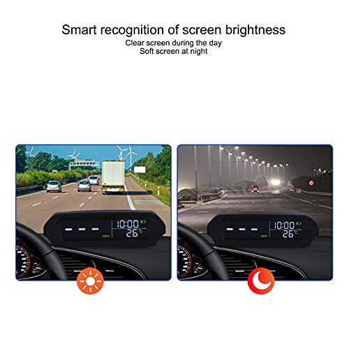 1 x Gastgeber,Universelles Auto-HUD-Head-Up-Display, Multifunktionsprojektor GPS-Tachometer Solarauf