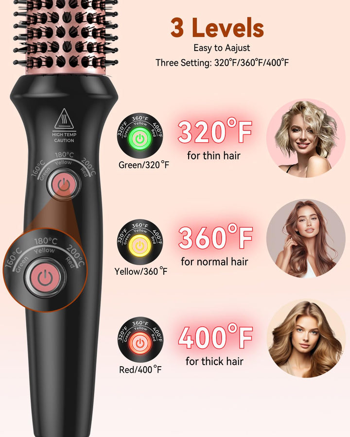 Thermal Brush 3 in 1, Thermobürste Wärmebürste 32mm, UKLISS Rundbürste Kompakt, Lockenbürste Double