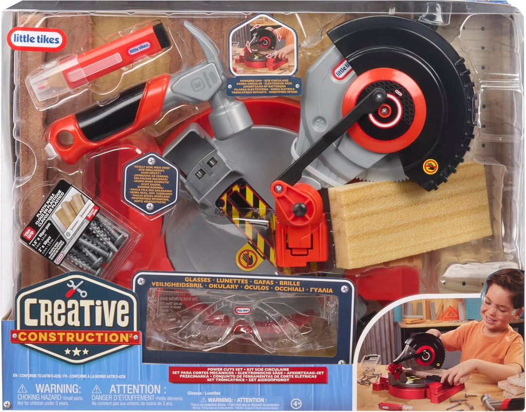 little tikes Creative Construction Power Cuts Set - Enthält 6 Zubehörteile, Rollenspiel-Bauset, Geei