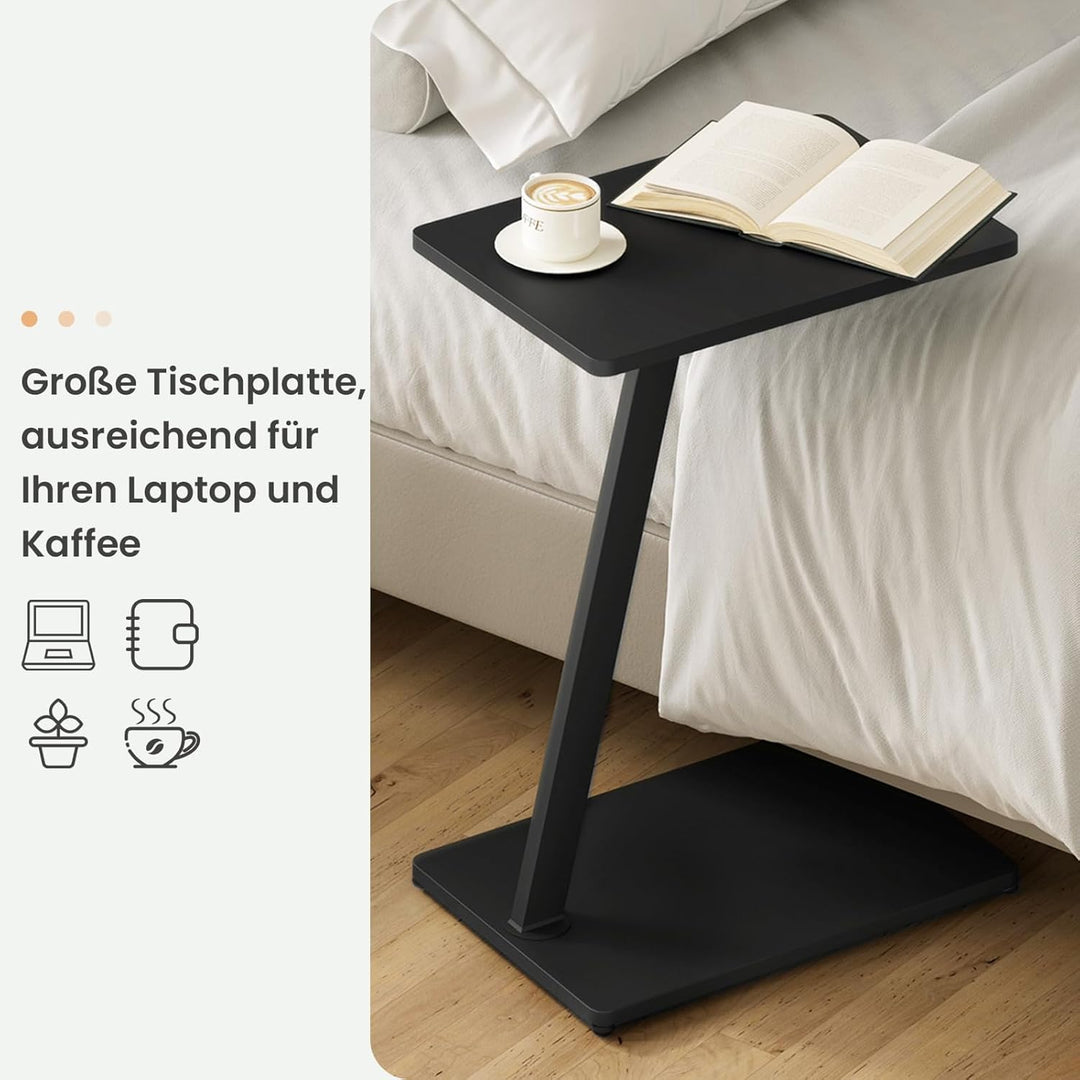 EUGAD Beistelltisch C Form, Couchtisch Sofatisch Wohnzimmertisch, mit Metallgestell, für Sofa Couch