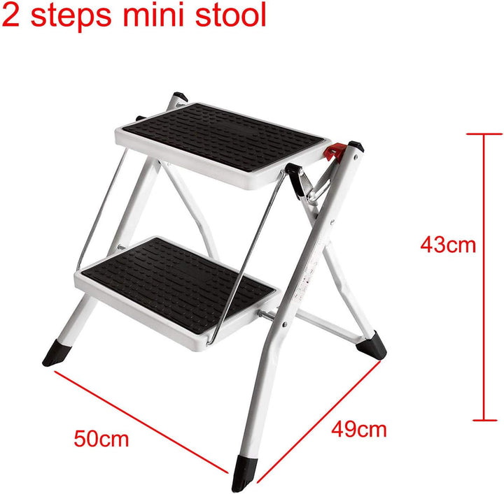 2 Stufen Mini Klappleiter Trittleiter Klappbar Tragbare kompakte Leiter Rutschfeste Matte Einfache A