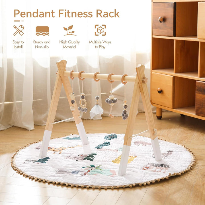 Spielbogen Baby Holz für Babies Baby Gym Holz Spielbogen Wickeltisch Neugeborenen Spielzeug Activity