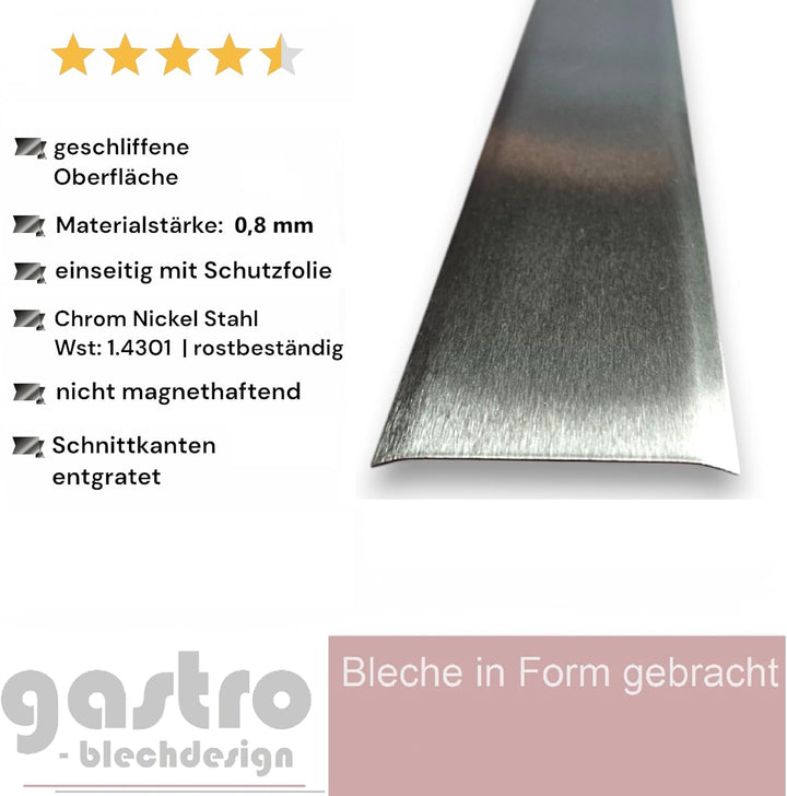 Übergangsprofil, Edelstahl k240 geschliffen 0,8 mm stark, Übergangsprofile, 3000 x 30 mm Übergangsle