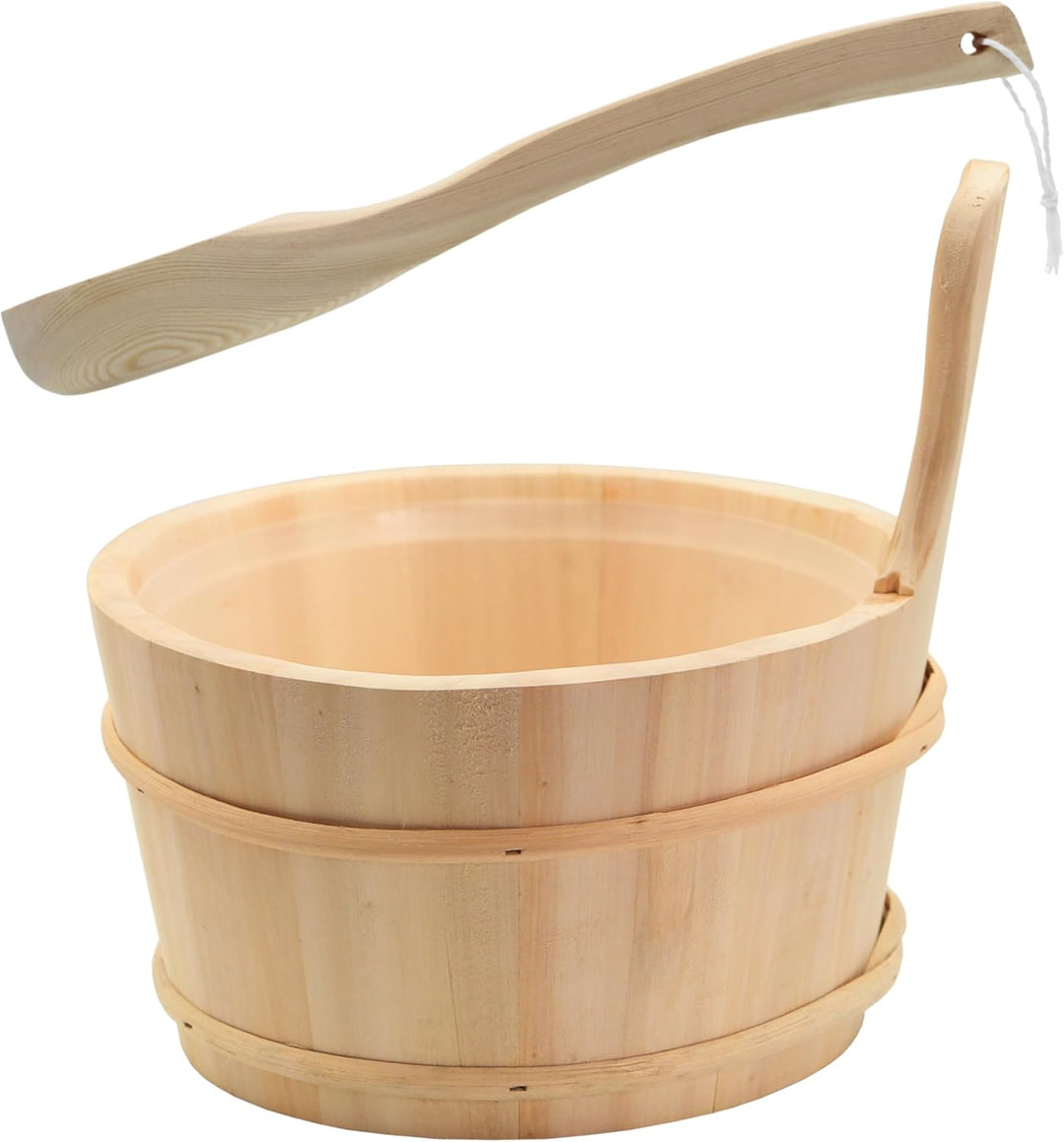 HAF® Saunakübel Set Espe 4 Liter mit Einsatz und 40cm Saunakelle aus Kiefernholz | Feuchtigkeitsresi