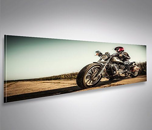 islandburner Bild Bilder auf Leinwand Biker Girl Panorama XXL Poster Leinwandbild Wandbild Dekoartik