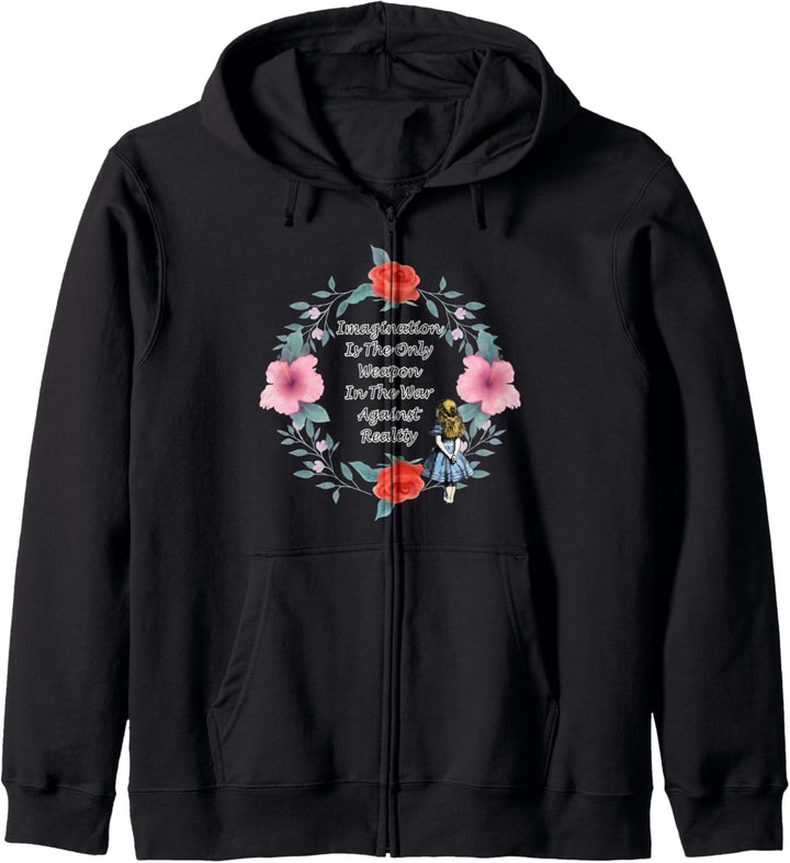 Floral Alice In Wonderland Quote - Imagination Kapuzenjacke