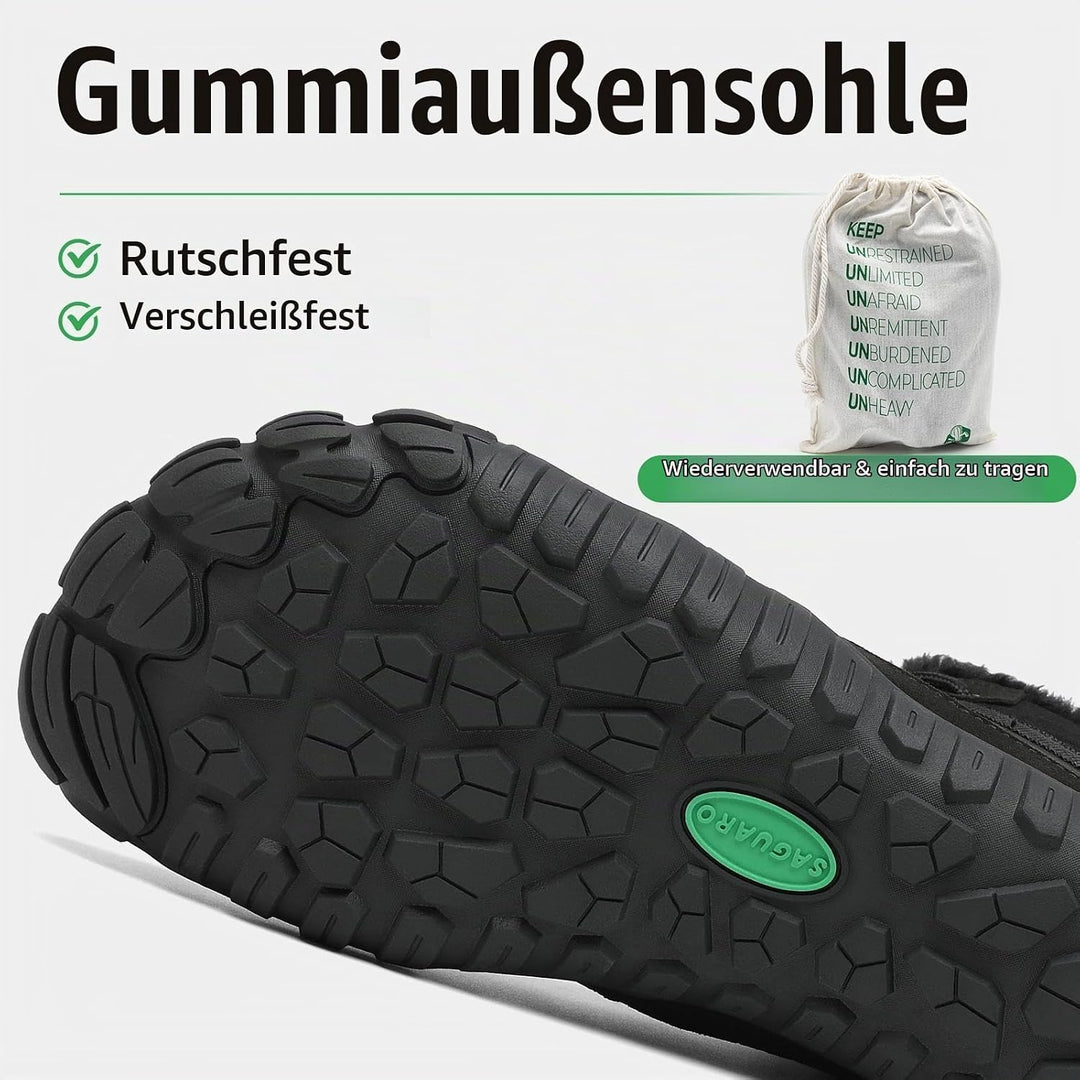 SAGUARO Barfussschuhe Gefüttert Herren Winterschuhe Damen Warm Winterstiefel 36 EU Schwarz, 36 EU Sc