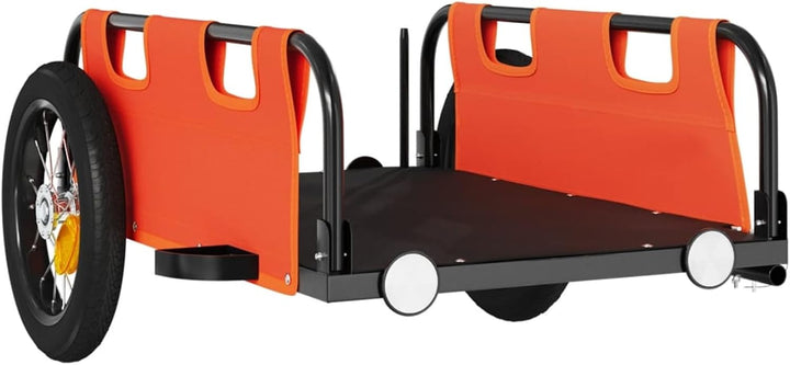 Fahrradanhänger Orange 25kg Stahl | Robustes Oxford-Gewebe, pulverbeschichtet, wetterfest, ideal für