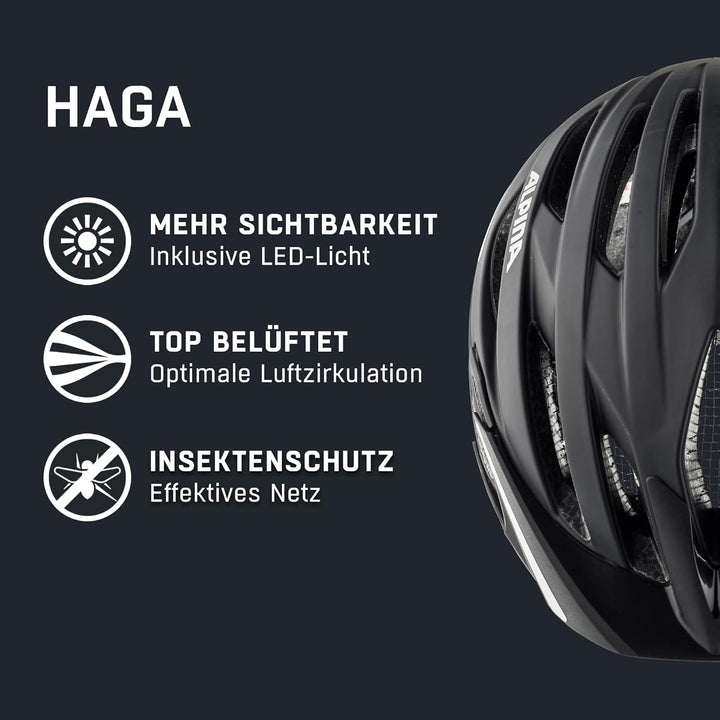 ALPINA HAGA - Stossabsorbierender, Sicherer & Optimal Anpassbarer Urban Fahrradhelm Mit Integriertem