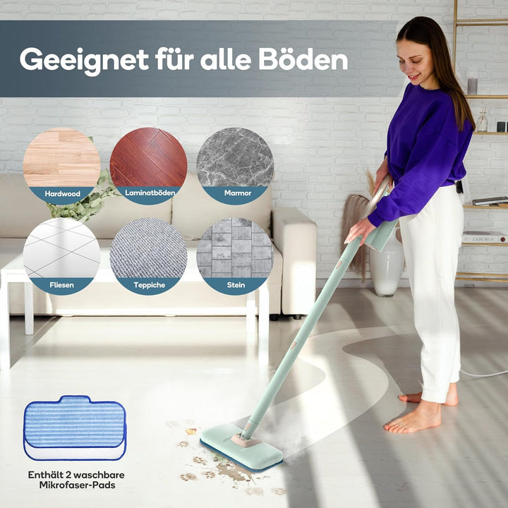 Newbealer Dampfreiniger 2-in-1 mit abnehmbarem Handdampfreiniger, 1200 W, 3 einstellbare Dampfstufen