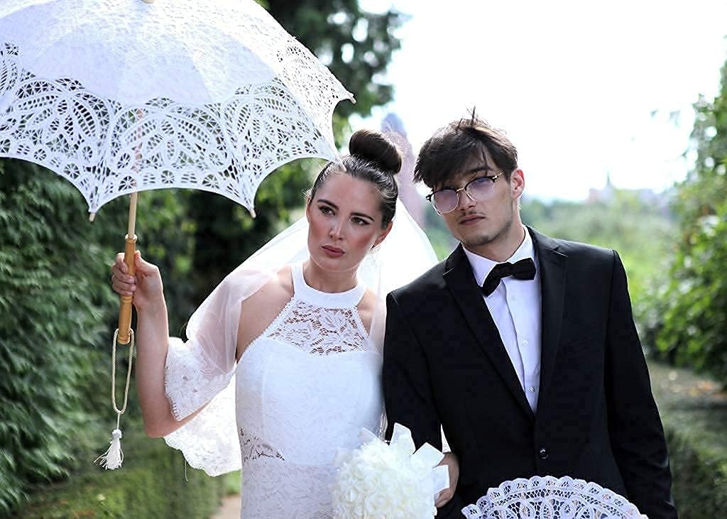VON LILIENFELD Hochzeitsschirm Brautschirm Vivienne Spitze Deko Sonnenschirm weiss, weiss