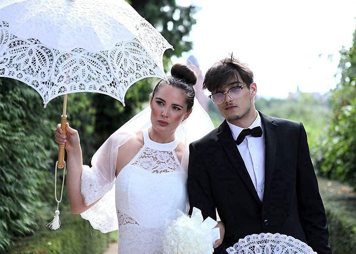 VON LILIENFELD Hochzeitsschirm Brautschirm Vivienne Spitze Deko Sonnenschirm weiss, weiss