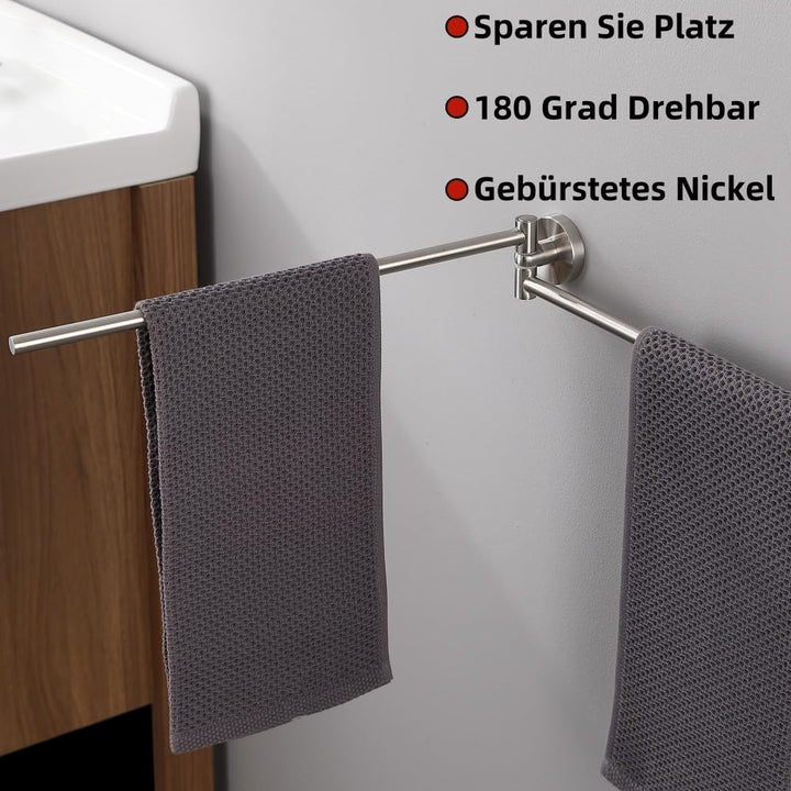 HomeHeng Schwenkbarer Handtuchhalter,Zweiarmig Schwenkbar Handtuchhalter für Wandmontage,Edelstahl G