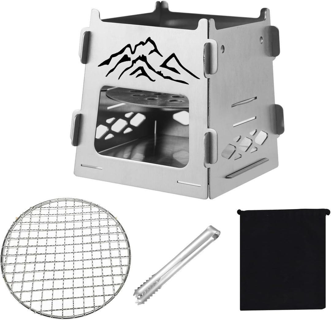 Faltbarer Lagerfeuer-Grill, Camping-Feuerstelle mit Tragetasche, Faltbar BBQ Feuerstelle Grill für C