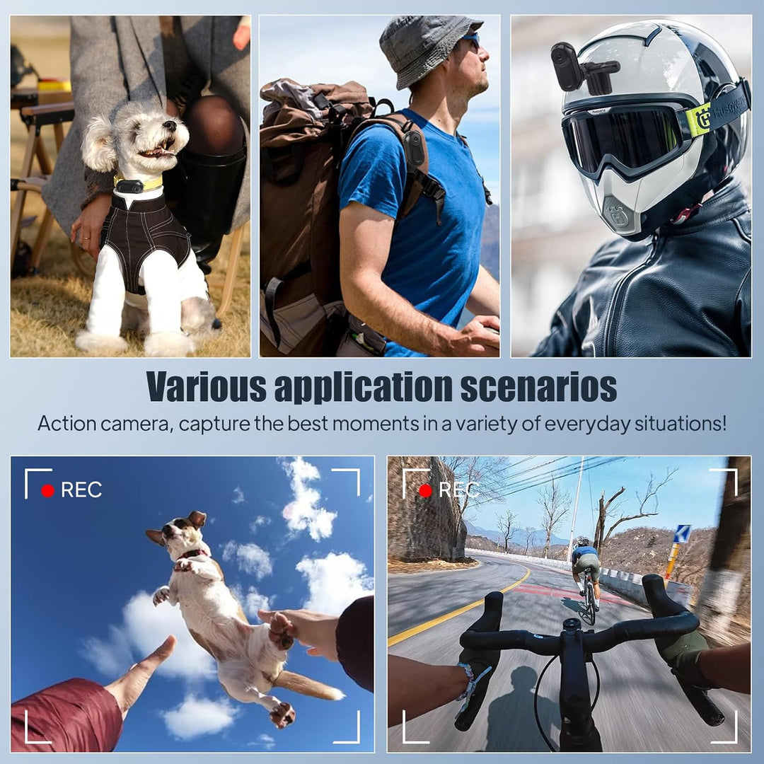 Mini Action Cam mit 64G Speicherkarte, 1080P HD und 130° Weitwinkel, Tragbare Kabellose Magnet Actio