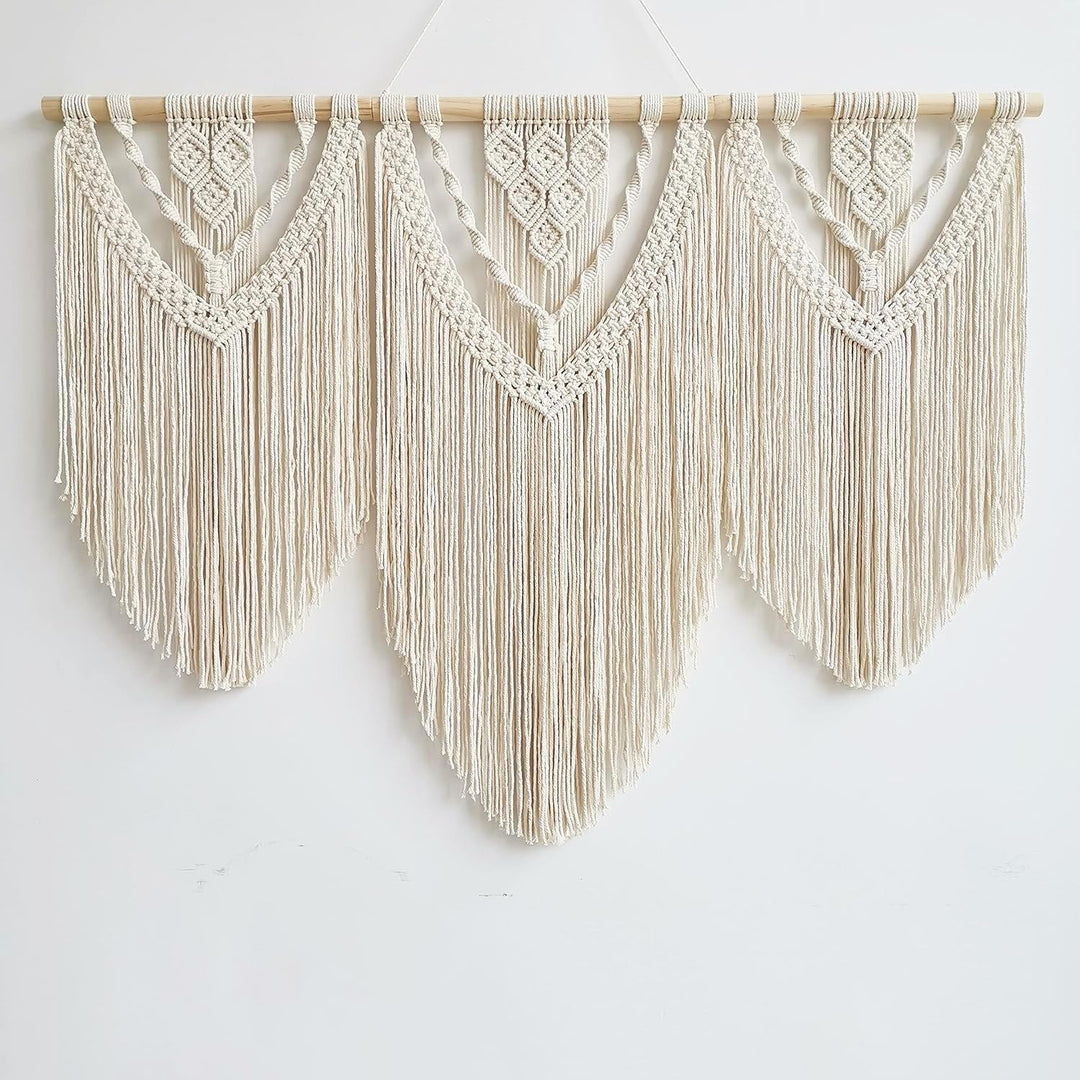 Hibisaws Makramee 110cm (W) x 82cm (H) Wandteppich Boho, Grosse, Handgewebt, Schlafzimmer Wanddeko ，