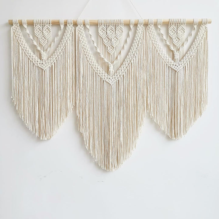 Hibisaws Makramee 110cm (W) x 82cm (H) Wandteppich Boho, Grosse, Handgewebt, Schlafzimmer Wanddeko ，
