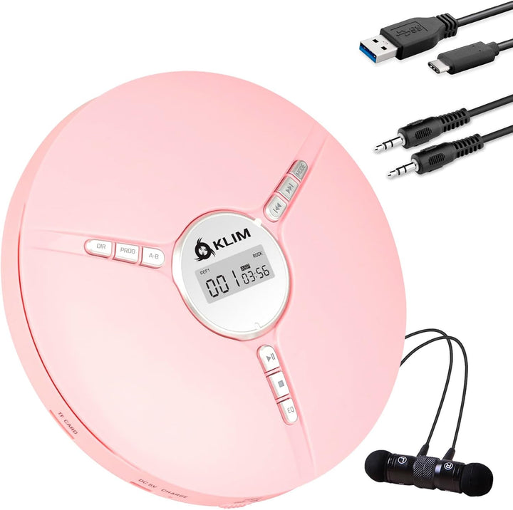 KLIM Discman - Tragbarer CD Player mit eingebautem Akku - NEU - inklusive KLIM Fusion Kopfhörer Komp