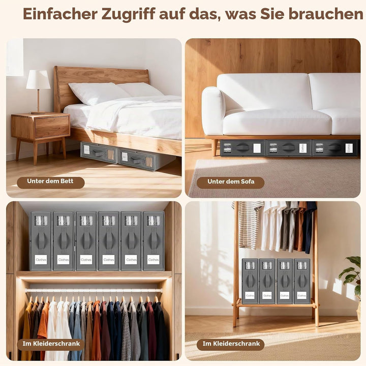 3 Stück Bettwäsche Organizer, Unterbett Aufbewahrungsbox, Faltbarer Bettwäsche Aufbewahrung Bettkast