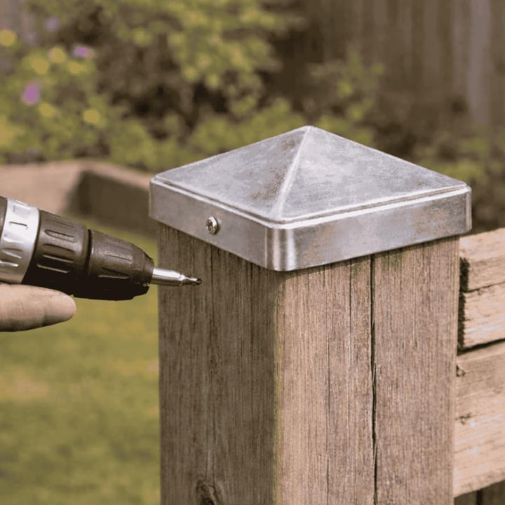 FeNau 10er Set Pfostenkappe 12x12 cm verzinkt - Carport Balken Pyramide inkl. 20 Schrauben Stahl, ve