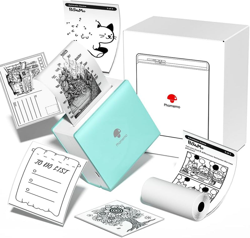 Phomemo M02 Taschendrucker Mini Bluetooth Thermodrucker Tragbarer Fotodrucker mit wiederaufladbarem