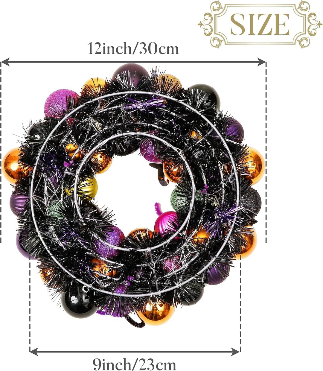 Valery Madelyn Halloween Deko, Halloween Kranz Ø 30cm, Freche Leckerbissen und bruchsichere Hallowee