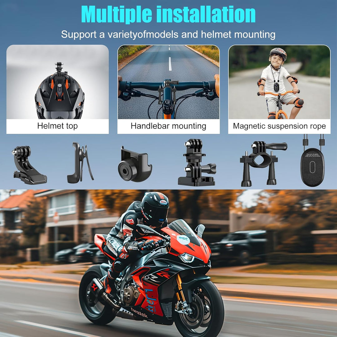 OBEST 360 Action Kamera und 128GB Karte, Mini Action Cam Bodycam Körperkamera mit Display, Magnet Mo