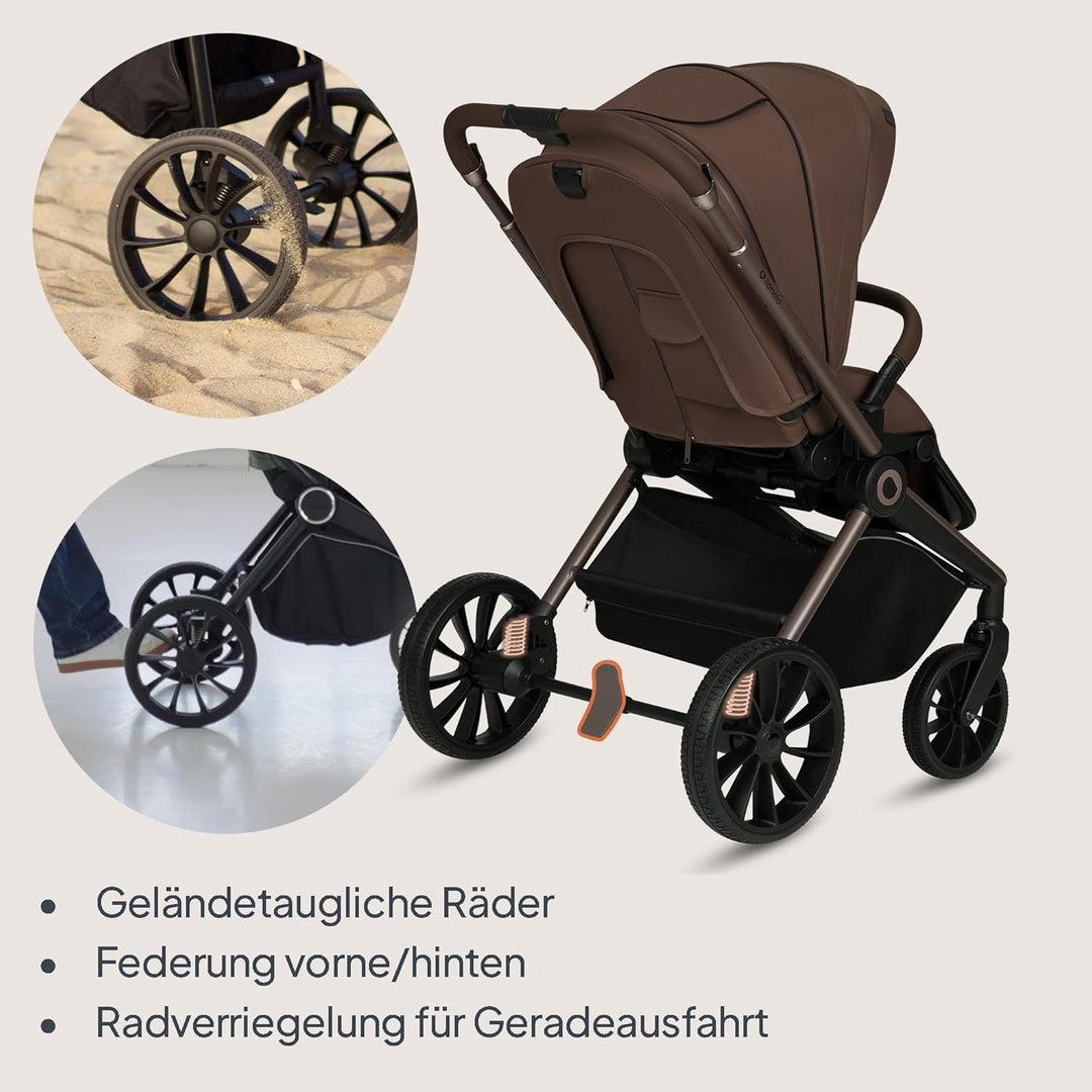 Lionelo MIKA PLUS Kinderwagen 6-48 Monate bis 22 kg, Verstellbare Rückenlehne und Fussstütze, Federu